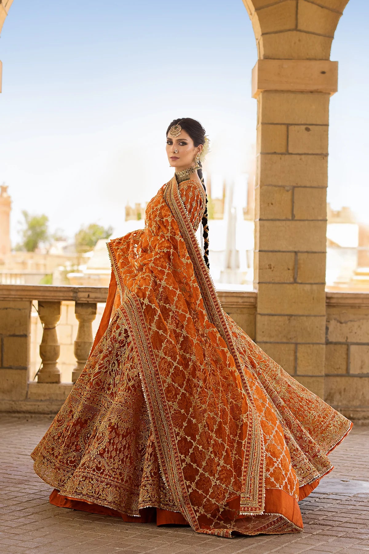 Jahanara by EK Erum Khan Soft Net Crafted with Silk Trouser and Organza Dupatta